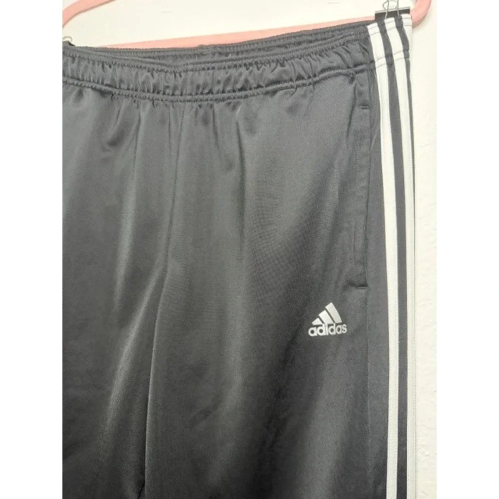 Adidas Mens Black White 3-Stripe Track Pants Athletic Training Joggers Large